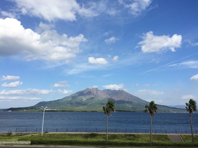 Vulkanen Sakurajima i Kagoshima, Japan.