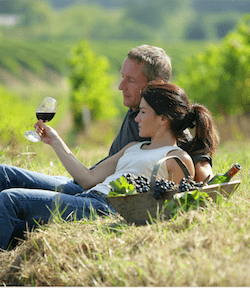 Par som njuter av vin i Napa Valley